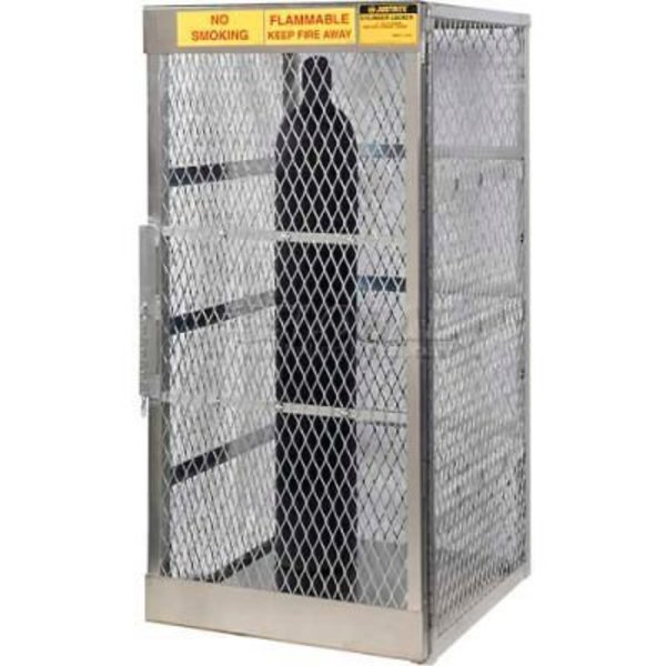 Justrite Justrite Vertical, 5-10 Cylinder, Aluminum Storage Cabinet, 30"W x 32"D x 65"H, Manual Close 23006